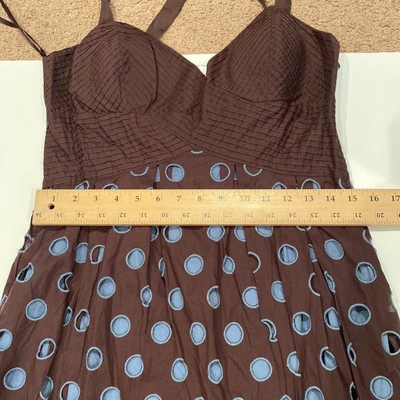 Brown summer dress with pale blue underskirt - Picture 4 of 8